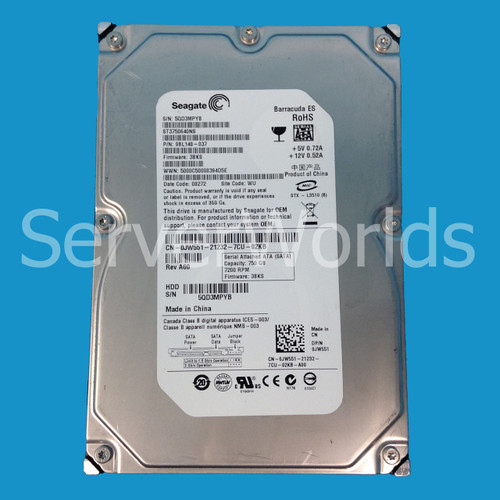 Dell JW551 750GB SATA 7.2K 3GBPS ES 3.5" Drive 9BL148-037 ST3750640NS