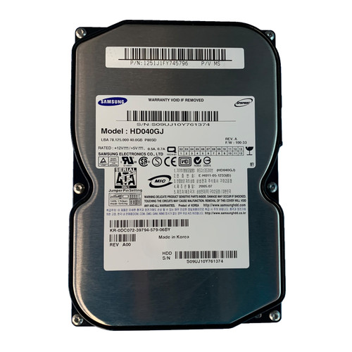 Dell DC072 40GB SATA 7.2K 3GBPS 3.5" Drive HD040GJ