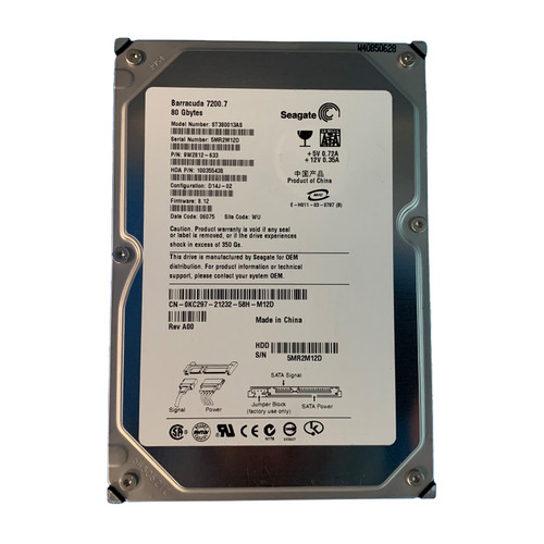 Dell KC297 80GB SATA 7.2K 1.5GBPS 3.5" Drive ST380013AS 9W2812-633