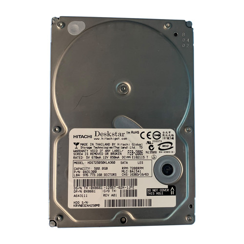 Dell X8661 500GB SATA 7.2K 3GBPS 3.5" Drive 0A31300 HDS725050KLA360