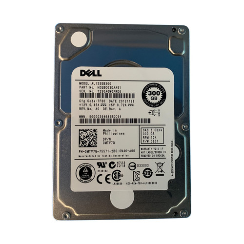 Dell MTV7G 300GB SAS 10K 6GBPS 2.5" Drive HDEBC03DAA51 AL13SEB300