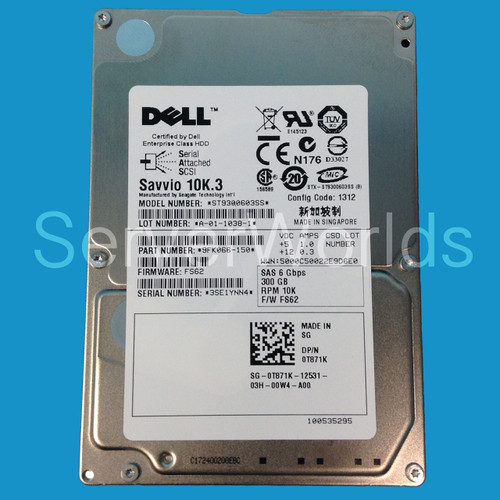 Dell T871K 300GB SAS 10K 6GBPS 2.5" Drive ST9300603SS 9FK066-150