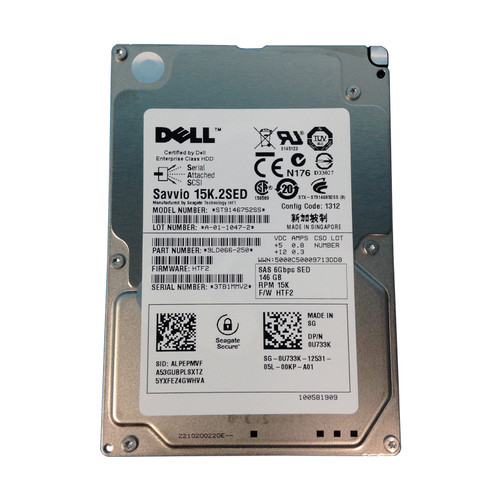 Dell U733K 146GB SAS 15K 6GBPS 2.5" Drive ST9146752SS 9LD066-250