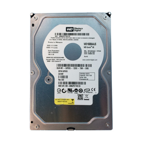 Dell XP935 160GB SATA 7.2K 3GBPS 3.5" Drive WD1600AAJS-75PSA0