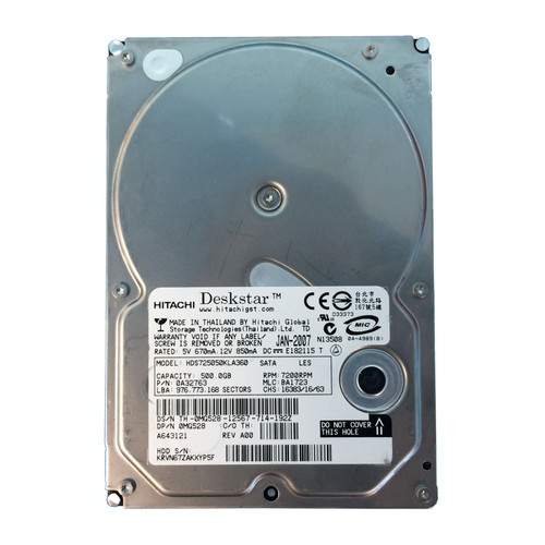 Dell MG528 500GB SATA 7.2K 3GBPS ES 3.5" Drive HDS725050KLA360 0A32763