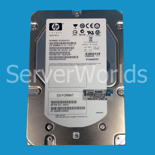 HP 657888-001 300GB 15K Fibre Channel HDD 9FL004-087, 810-200012