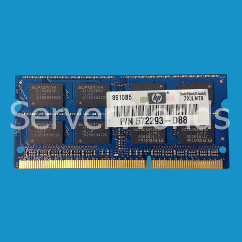 HP 572293-D88 2GB PC3-10600 DDR3-1333 SODIMM 593233-001, 646800-001