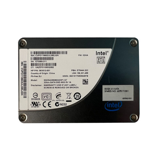 HP 607817-001 80GB SATA  2.5" SSD 583512-001 SSDSA2M080G2HP