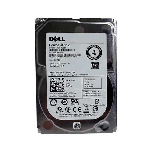 Dell 9KW4J 1TB SATA 7.2K 6GBPS ES 2.5" Drive ST91000640NS 9RZ168-636