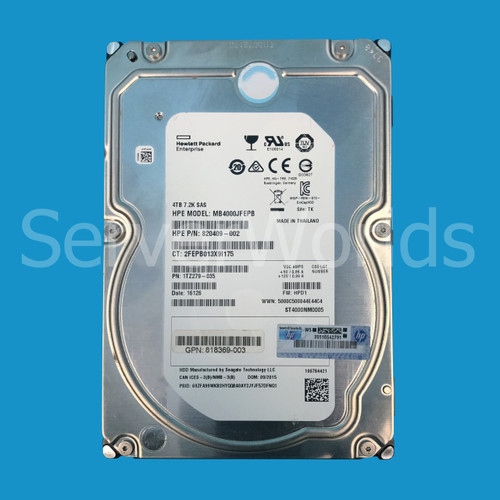 HP 820409-002 4TB SAS 3.5" 7200RPM Hard Drive 818369-003, 1TZ279-035