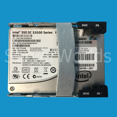 HP 718299-001 800GB SATA VE 2.5" SSD Drive QR 718194-001, 717968-003