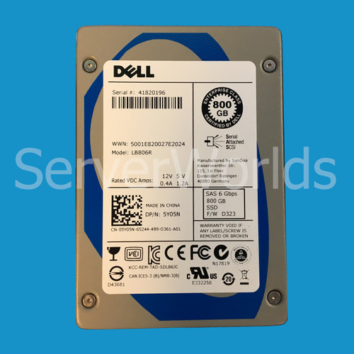 Dell 5Y05N 800GB SAS 6GBPS 2.5" SSD LB806R