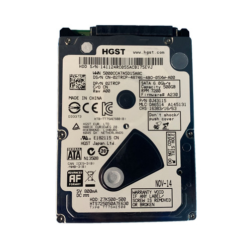 Dell 2TRCP 500GB SATA 7.2K 6GBPS 2.5" Drive 0J43115 HTS725050A7E630