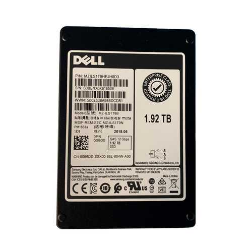 Dell 086DD 1.92TB 12GB SAS 2.5" SSD MZILS1T9HEJH0D3 MZ-ILS1T9B