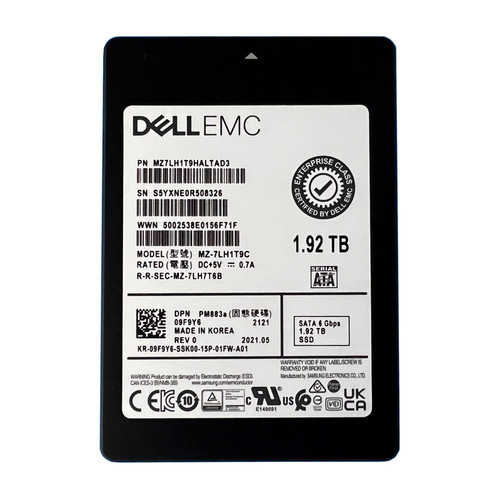 Dell 9F9Y6 1.92TB SATA 6GBPS RI 2.5" SSD MZ-7LH1T9C