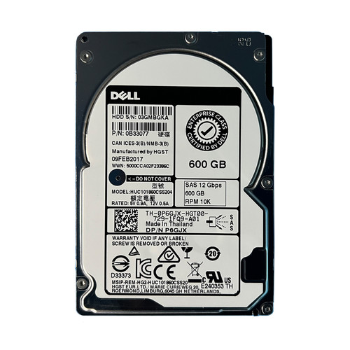 Dell P6GJX 600GB SAS 10K 12GBPS 2.5" Drive 0B33077 HUC101860CSS204