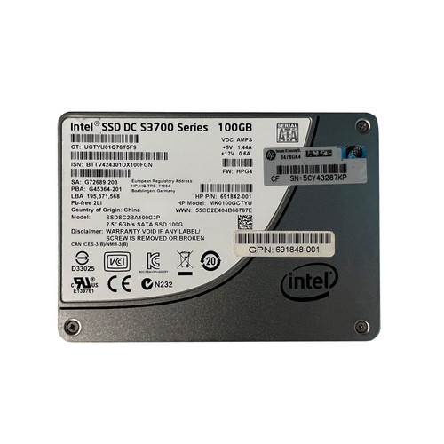 HP 691842-001 100GB SATA 6GBPS 2.5" SSD MK0100GCTYU