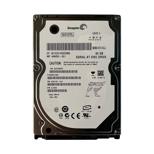 HP 446855-001 80GB SATA 5.4K 2.5" Drive ST980814AS 9CV132-021