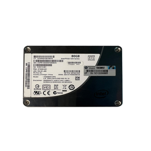HP 667602-002 80GB SATA 2.5" SSD VO0080ECHPK 