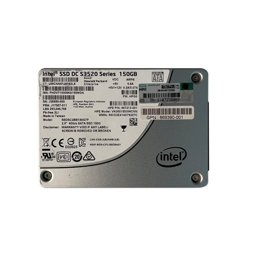 HP 867213-001 150GB SATA 2.5" SSD VK000150GWCNN