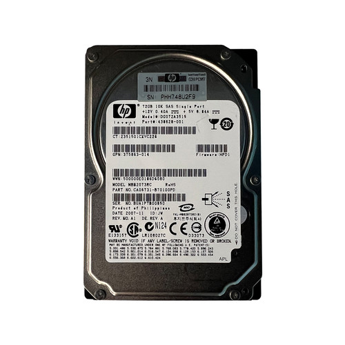 HP 438628-001 72GB SAS 10K 2.5" Hard Drive DG072A3515