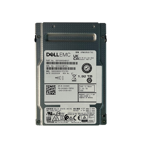 Dell 4CN85 1.92TB 12GB SAS 2.5" SSD KPM6RUG1T92 SDFUS85DAB02T