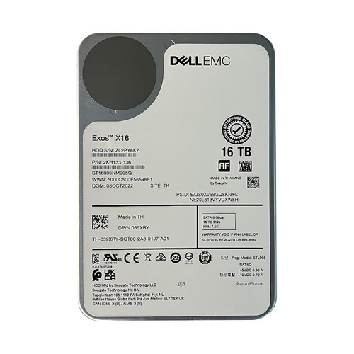 Dell 39XRY 16TB SATA 6GBPS 512e 3.5" Drive ST16000NM005G 2KH133-136