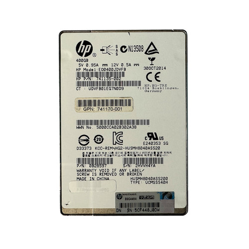 HP 741135-002 400GB SAS 12GBPS 2.5" SSD EO0400JDVFB