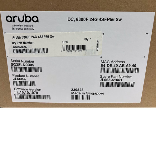 HPe JL668A  Aruba 6300F 24 POrt 24G 4 SFP Switch - New retail
