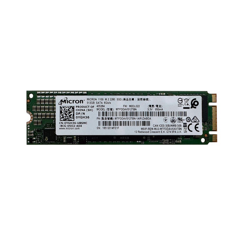 Dell YGH36 512GB 6GBPS M.2 2280 SATA SSD MTFDDAV512TBN Dell YGH36 512GB 6GBPS M.2 2280 SATA SSD MTFDDAV512TBN