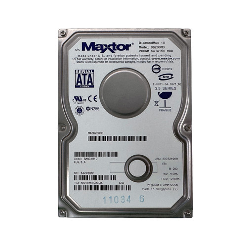 MAXTOR 6B200M0 200GB 7.2K SATA 3.5" HDD E-H011-04-1675