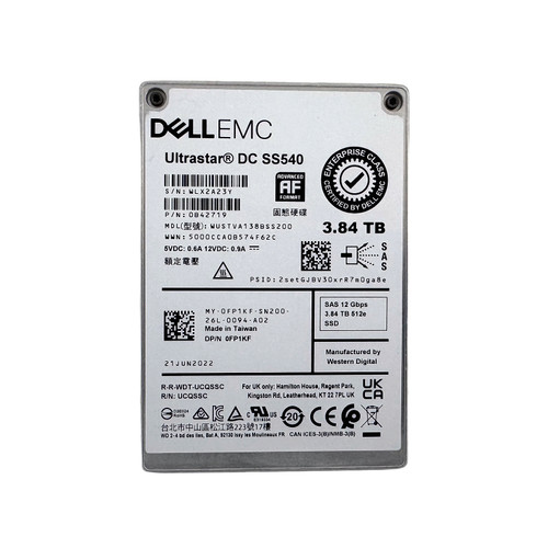 Dell FP1KF 3.84TB SAS 12GBPS RI 2.5" SSD 0B42719 WUSTVA138BSS200