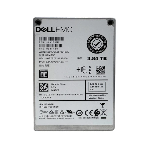 Dell C4DFR 3.84TB SAS 12GBPS RI 2.5" SSD 0B35180 HUSTR7638ASS200