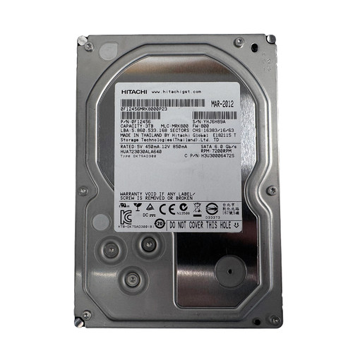 HITACHI HUA723030ALA640 3TB 7.2K 3G SATA 3.5" HDD 0F12456 H3U30006472S