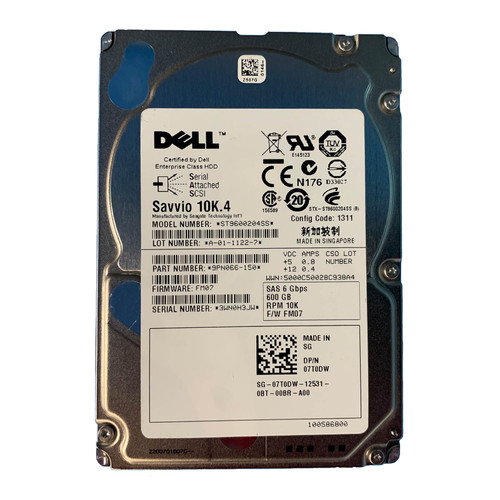 7T0DW DELL New Dell/Seagate 600GB 10K 6Gb/s 2.5 SAS with R Series Tray by Dell 並行輸入品 Dell 7T0DW ⁄ Seagate Savvio 10K.4 ST9600204SS 600GB 10K 6Gbps SFF