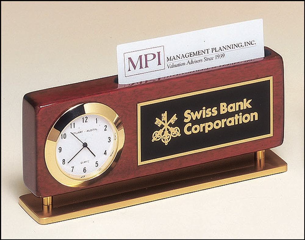 Business Card Holder Clock Name Plate