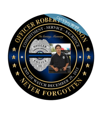 This is a Custom Memorial Plaque! A "stunning" Wood & Acrylic Wall Plaque that really stands out and makes you stop and appreciate it.  Any Patch, Badge, Seal, Logo, Challenge Coin or any Artwork of your choice can be added with Free Setup and Free Shipping.  This is a perfect gift for any Law Enforcement Agency, Government Agency, Military Department, Fire Department, Emergency Service or Organization.