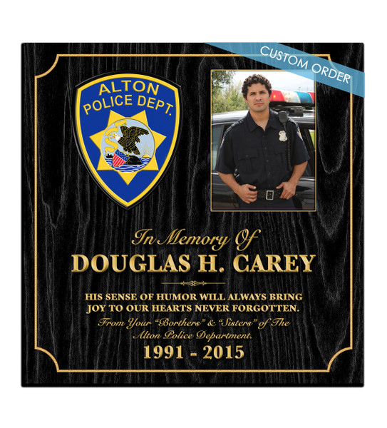Memorial Plaque for Law Enforcement with Patch and Photo