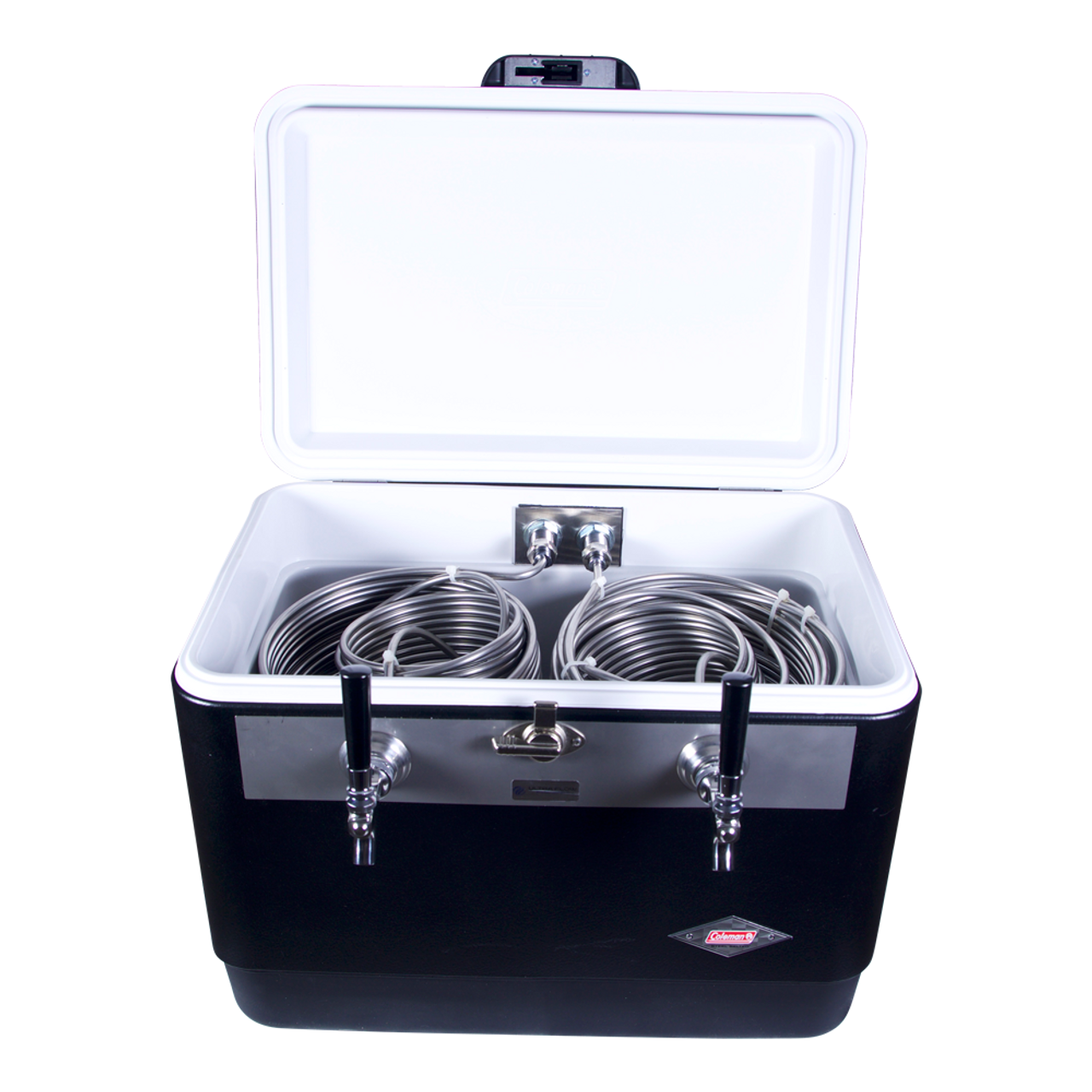 Jockey Box Cooler - Two Faucet with (2) 70' Stainless Steel Coils