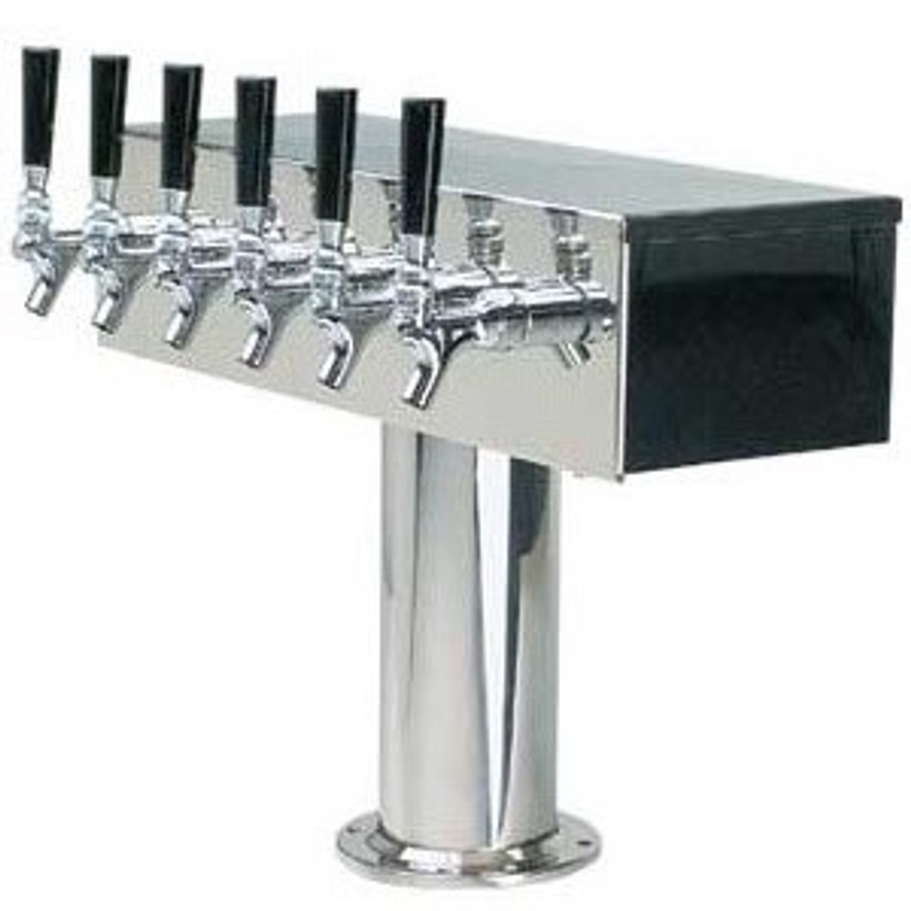 'T' Style Draft Beer Tower - 8 Faucet Brushed Stainless Steel - Air Cooled