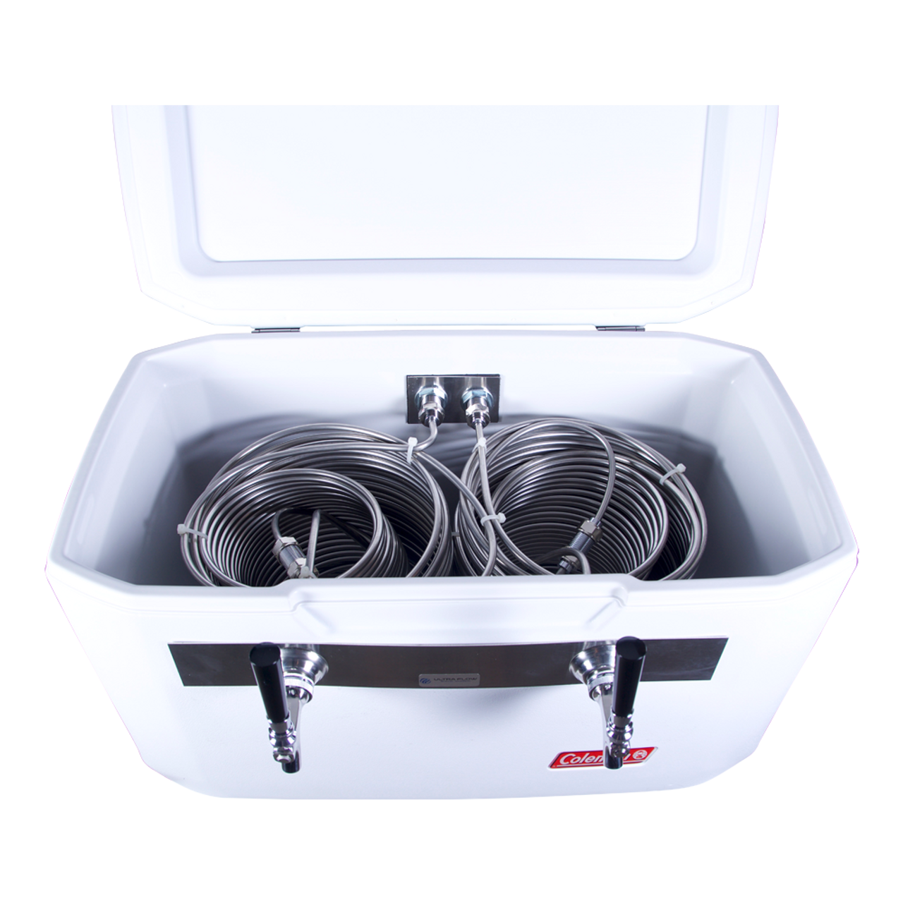 Jockey Box Cooler - Two Faucet with (2) 70' Stainless Steel Coils