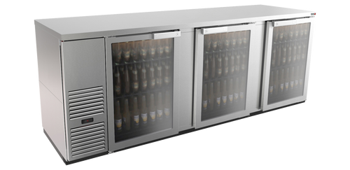 Ultra Flow Back Bar Refrigerator - 95-1/2" - Stainless Steel with Glass Doors
