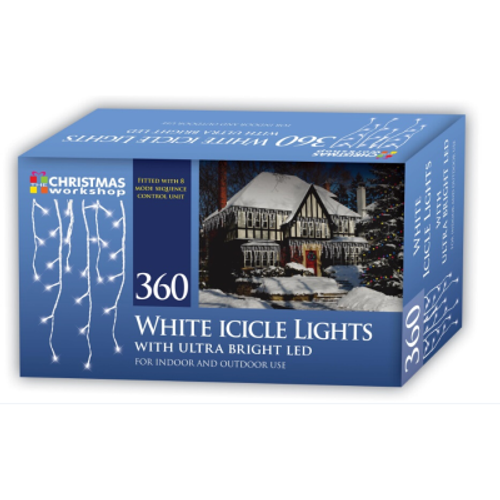 360 Bright White LED Icicle Lights