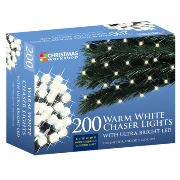 200 Warm White Chaser Lights Indoor/Outdoor