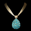 Turquoise Pendant With 50 Strand Silver Necklace