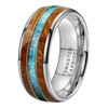 Tungsten Ring - Whisky Barrel Oak Wood/Guitar String/Turquoise Inlay
