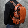 Large Capacity Orange Leather Laptop Backpack