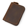 Zippered Brown Leather Bifold Wallet