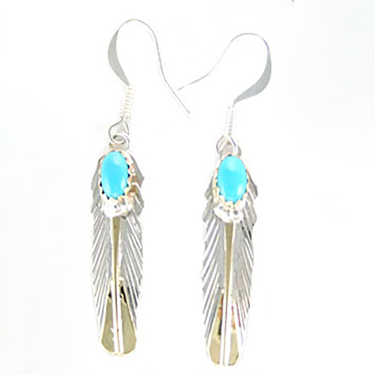 Sterling Silver and Red Brass Feather Earrings