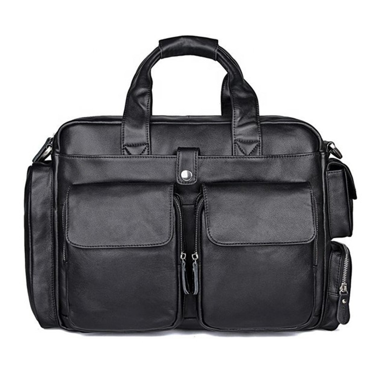 Exquisite Large Soft Black Leather Attaché